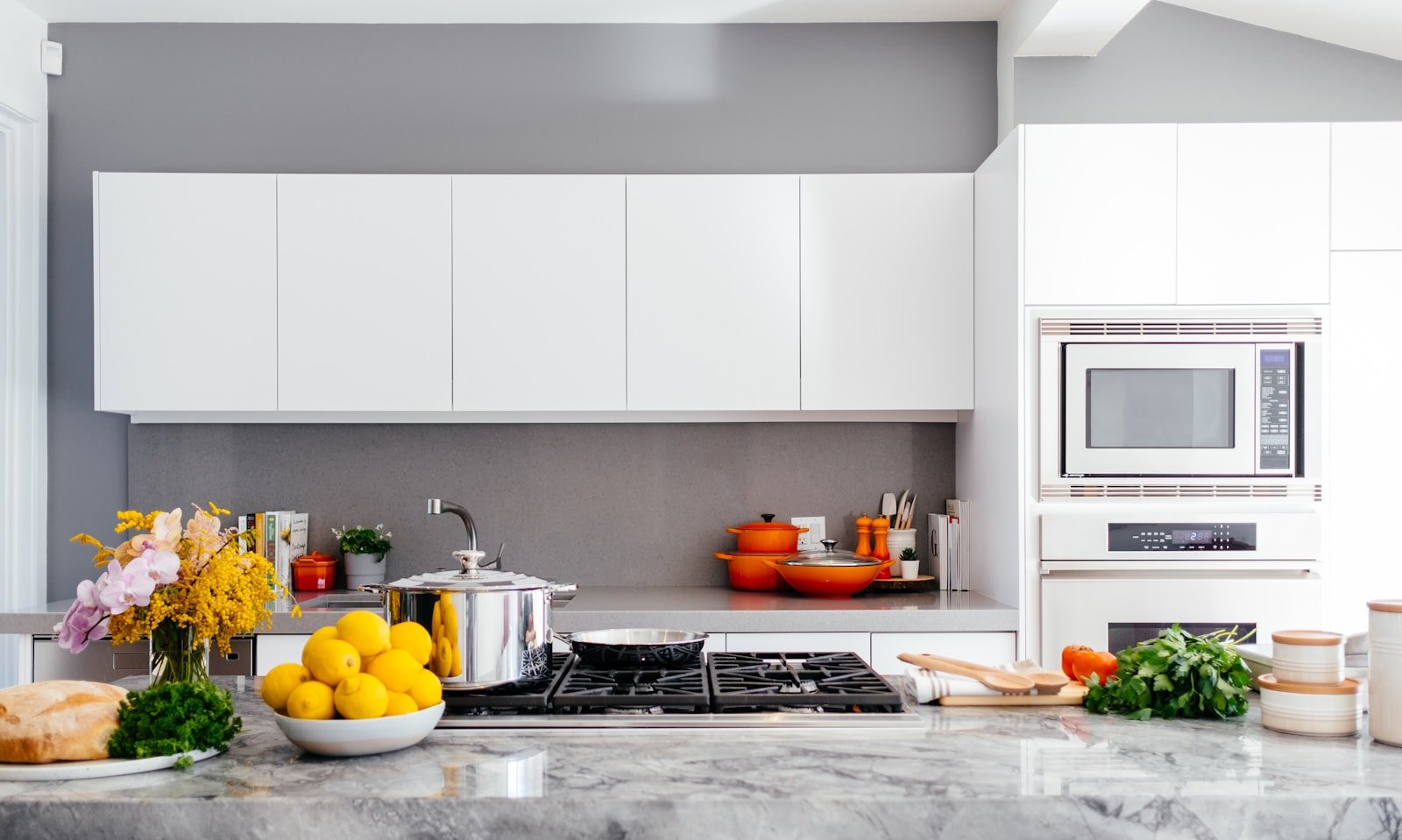 A bright, spotless modern kitchen